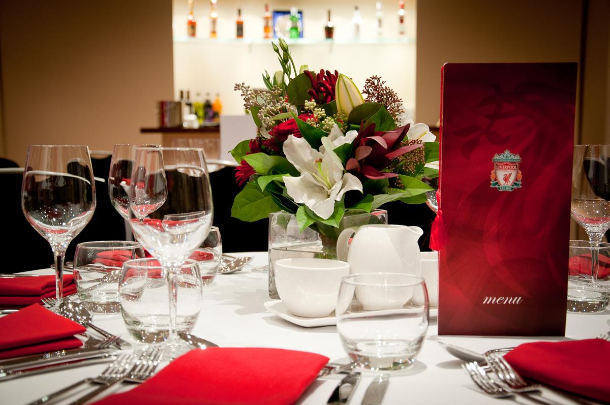 Dutch flower shop Liverpool red and white themed floral centrepieces for Liverpool football Club event.